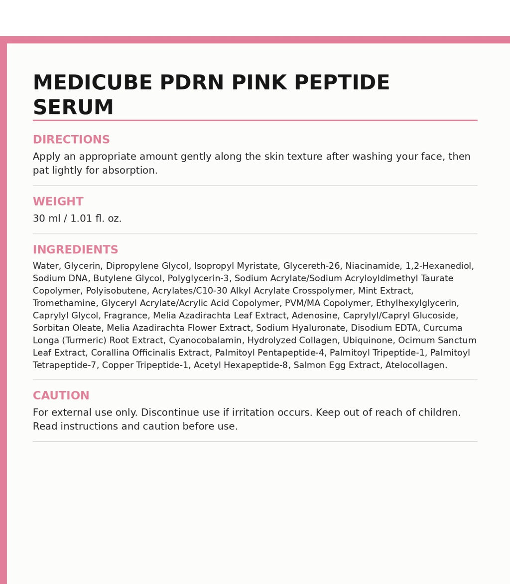 Medicube PDRN Pink Peptide Serum 30ml
