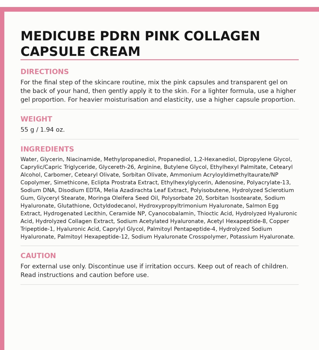 Medicube PDRN Pink Collagen Capsule Cream 55g