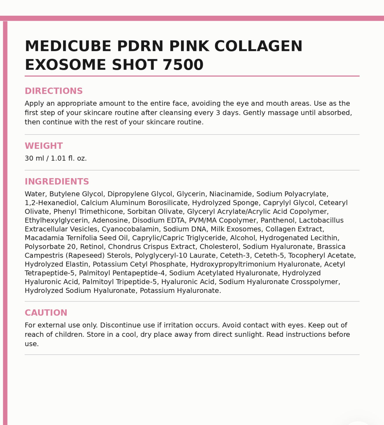 Medicube PDRN Pink Collagen Enzyme Shot 7000 30ml