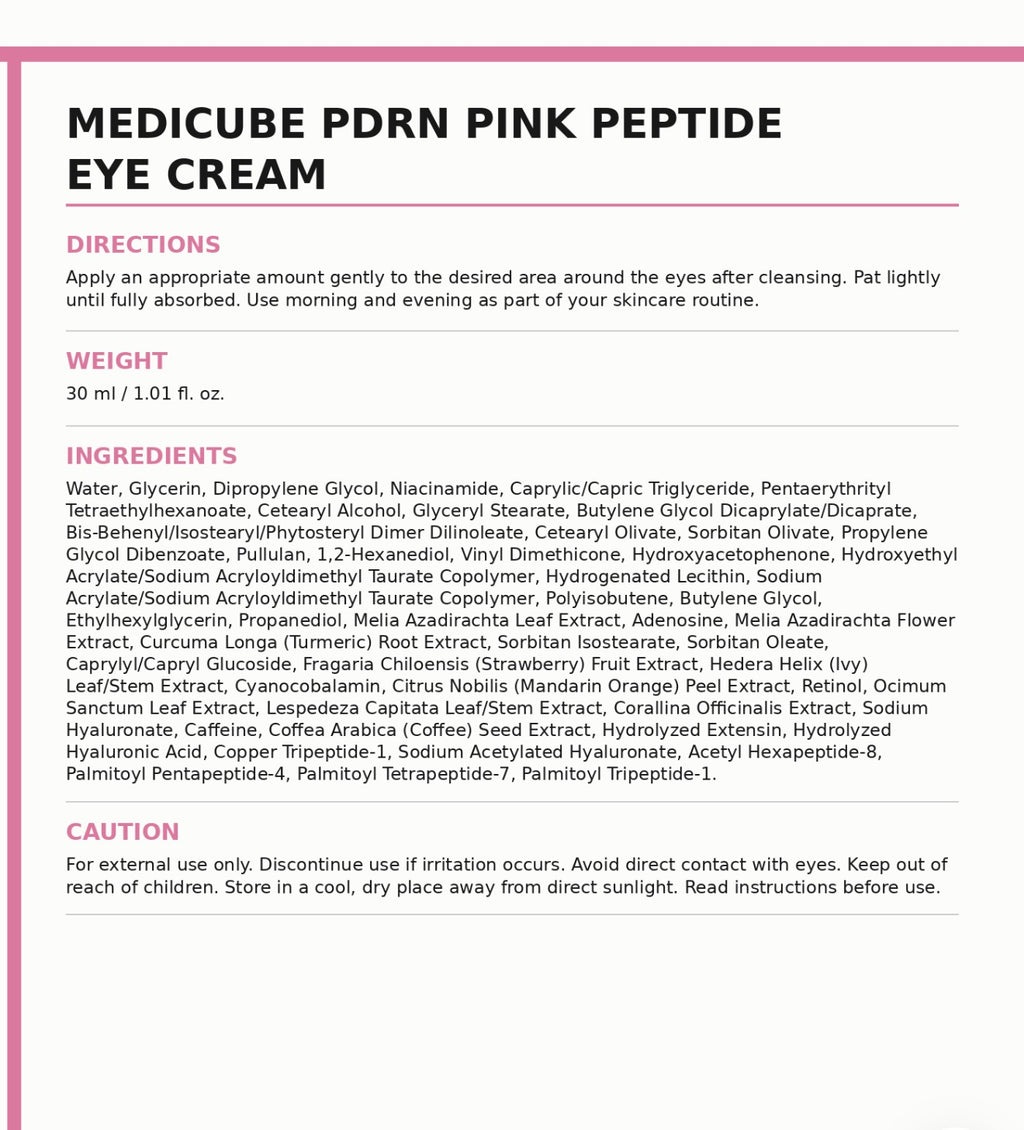 Medicube PDRN Pink Peptide Eye Cream 30ml