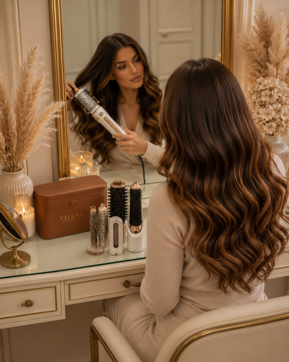 Veluna Styler & Extensions Bundle — 22" (100g) + Hot Air Styler